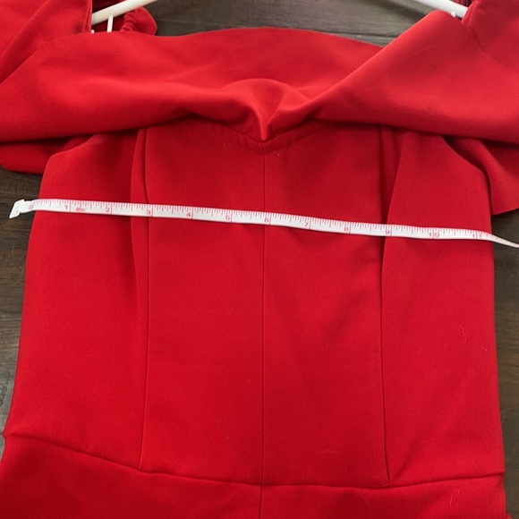 H&M red off the shoulder, ankle length jumpsuit with ruffle neckline. Size xs - Picture 8 of 10